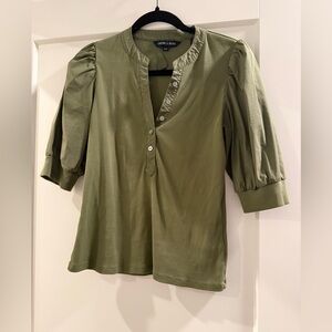 Veronica Beard Olive Button-Down Blouse